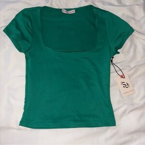 green square neck top. brand new with tags.